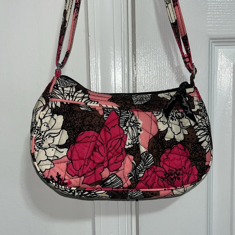 Vera Bradley Mocha Rouge Mini Crossbody Bag with Adjustable Strap